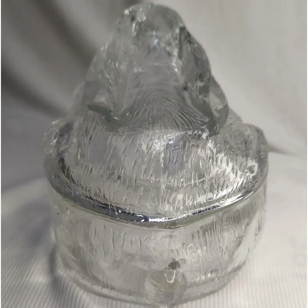 Vintage‎ Glass Molded Bunny Rabbit Candy/ Trinket Dish, Table Decor